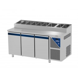 Table snack positive +4/+10°C - 606 L - 3 portes pleines - Prof. 800 - 600 x 400 - Sans couvercle - PS803-2 - Dalmec