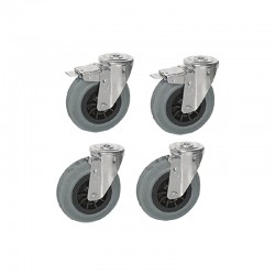 Baron - Kit roulettes dont 2 avec frein pour supports de base - RP04