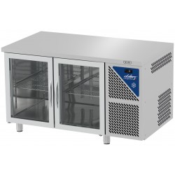 Table réfrigérée vitrée positive 0/+10°C - 230 L - 2 portes - Prof. 600 - 430 x 325 - Sans dosseret - SN602CV-3 - Dalmec