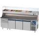 Table à pizza positive 0/+10°C - GN 1/1 - 300 L - 3 portes pleines - Prof. 700 - 4 tiroirs - PZ7034T14-3 - Dalmec