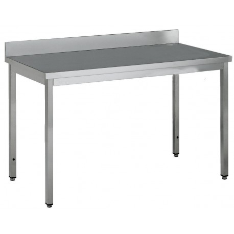 Table adossée inox profondeur 600 mm - Longueur 1800 mm - Sans étagère - TA618T