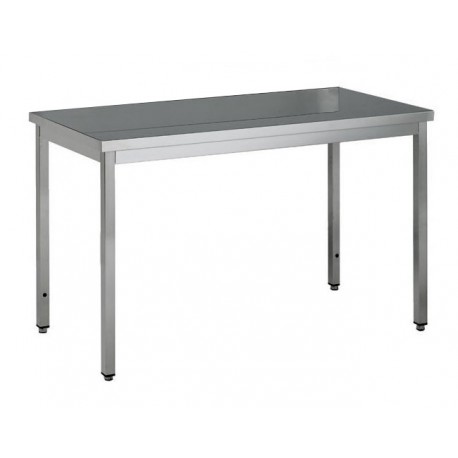 Table centrale inox profondeur 700 mm - Longueur 2000 mm - Sans étagère - TTC720T