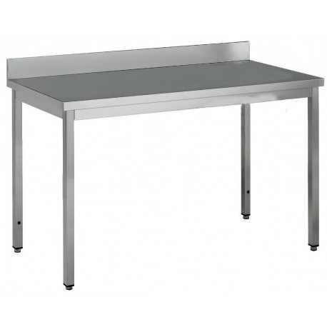 Table adossée inox profondeur 700 mm - Longueur 1600 mm - Sans étagère - TA716T