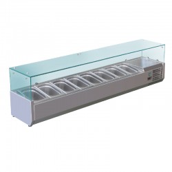 Vitrine réfrigérée positive +2/+8°C pour table à pizza - 8 bacs GN 1/3 - V18GN13 - Nosem
