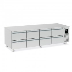 Soubassement réfrigéré positif avec 8 demi-tiroirs - 200 L - BRU220-2 - Nosem