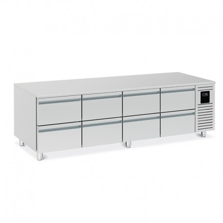 Soubassement réfrigéré positif avec 8 demi-tiroirs - 200 L - BRU220-2 - Nosem