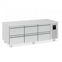 Soubassement réfrigéré positif avec 6 demi-tiroirs - 150 L - BRU216-2 - Nosem