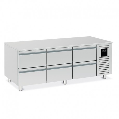 Soubassement réfrigéré positif avec 6 demi-tiroirs - 150 L - BRU216-2 - Nosem