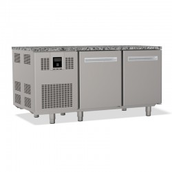 Tables réfrigérées pâtissières positives +2/+8 °C - Dessus granit - Avec groupe logé - Prof. 810 mm - 2 portes - TP2PDG