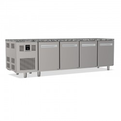 Tables réfrigérées pâtissières positives +2/+8 °C - Dessus granit - Avec groupe logé - Prof. 810 mm - 4 portes - TP4PDG