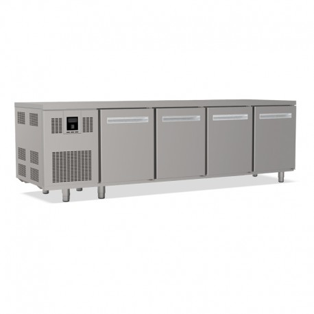 Tables réfrigérées pâtissières positives +2/+8 °C - Dessus inox - Avec groupe logé - Prof. 810 mm - 4 portes - TP4PC