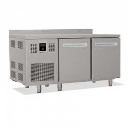 Tables réfrigérées pâtissières positives - Dessus inox - Avec dosseret - Avec groupe logé - Prof. 810 mm - 2 portes - TP2P