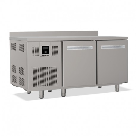 Tables réfrigérées pâtissières positives - Dessus inox - Avec dosseret - Avec groupe logé - Prof. 810 mm - 2 portes - TP2P