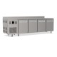 Tables réfrigérées pâtissières positives - Dessus inox - Avec dosseret - Avec groupe logé - Prof. 810 mm - 4 portes - TP4P