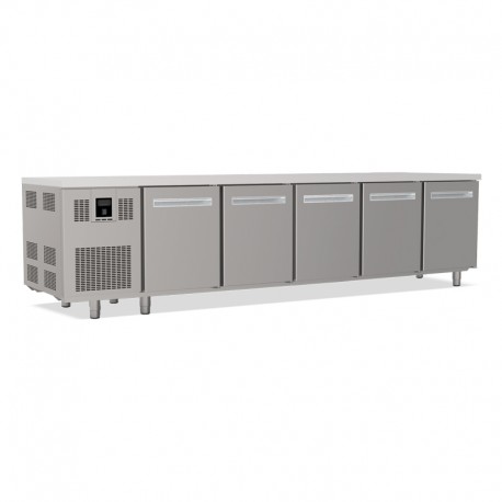 Tables réfrigérées pâtissières positives +2/+8 °C - Sans dessus - Avec groupe logé - Prof. 810 mm - 5 portes - TP5PSD