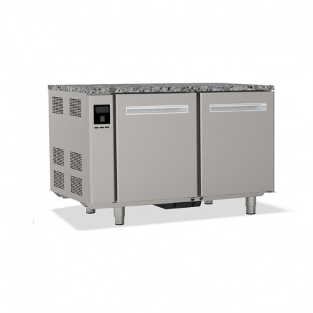 Tables réfrigérées pâtissières positives +2/+8 °C - Dessus granit - Sans groupe logé - Prof. 810 mm - 2 portes - TP2PSGDG