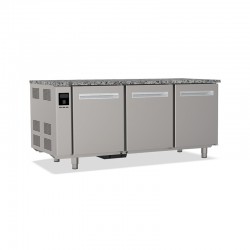 Tables réfrigérées pâtissières positives +2/+8 °C - Dessus granit - Sans groupe logé - Prof. 810 mm - 3 portes - TP3PSGDG