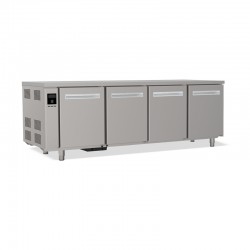 Tables réfrigérées pâtissières positives +2/+8 °C - Dessus inox - Sans groupe logé - Prof. 810 mm - 4 portes - TP4PSGC