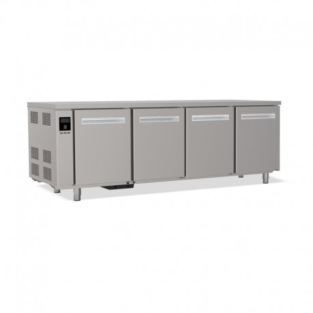 Tables réfrigérées pâtissières positives +2/+8 °C - Dessus inox - Sans groupe logé - Prof. 810 mm - 4 portes - TP4PSGC