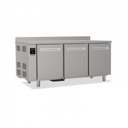 Tables réfrigérées pâtissières positives - Dessus inox - Avec dosseret - Sans groupe logé - Prof. 810 mm - 3 portes - TP3PSG