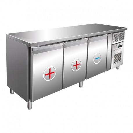 Table réfrigérée bi-température -10/-20 °C / -2/+8 °C - 324 L - prof. 700 mm - 3 portes - GN3101TNBT