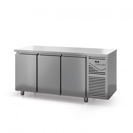 Table réfrigérée positive sans dosseret - Prof. 600 - 325 x 430 groupe logé - 3 portes - DALMEC - SN603C-4