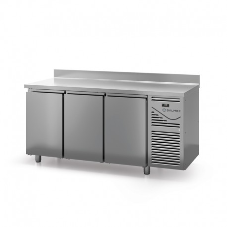 Table réfrigérée positive avec dosseret - Prof. 600 - 325 x 430 groupe logé - 3 portes - DALMEC - SN603-4