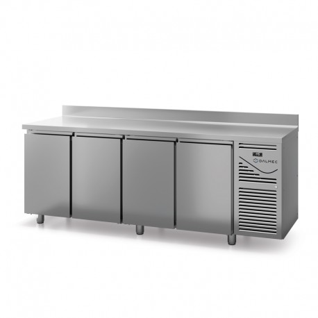 Table réfrigérée positive avec dosseret - Prof. 600 - 325 x 430 groupe logé - 4 portes - DALMEC - SN604-4