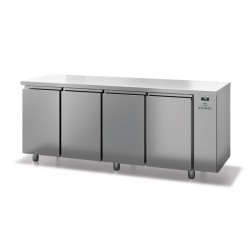 Table réfrigérée positive sans dosseret - Prof. 600 - 325 x 430 sans groupe - 4 portes - DALMEC - SN604SGC-4