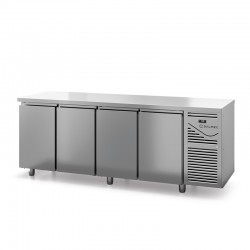 Table réfrigérée positive sans dosseret - Prof. 700 - GN 1/1 - Groupe logé - 4 portes - DALMEC - TG704C-4
