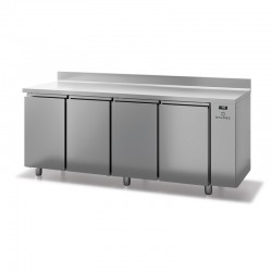 Table réfrigérée positive avec dosseret - Prof. 800 - 400 x 600 - Sans groupe - 4 portes - DALMEC - TP804SG-4