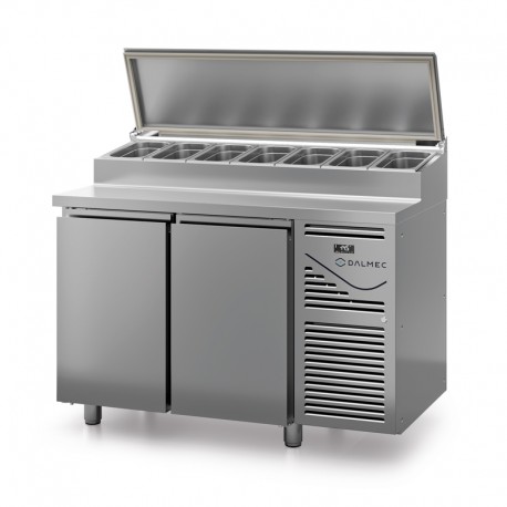 Table snack avec couvercle acier - Prof. 800 - 400 x 600 - Groupe logé - 2 portes - DALMEC - PS802C-4