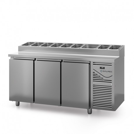 Table snack sans couvercle - Prof. 800 - 400 x 600 - Groupe logé - 3 portes - DALMEC - PS803-4