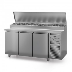 Table snack avec couvercle acier - Prof. 800 - 400 x 600 - Groupe logé - 3 portes - DALMEC - PS803C-4