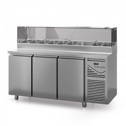 Table snack avec vitrine - Prof. 800 - 400 x 600 - Groupe logé - 3 portes - DALMEC - PS803V-4
