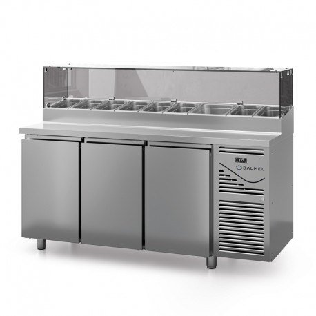 Table snack avec vitrine - Prof. 800 - 400 x 600 - Groupe logé - 3 portes - DALMEC - PS803V-4