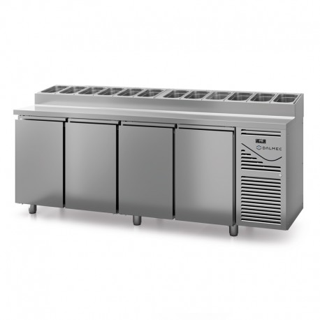 Table snack sans couvercle - Prof. 800 - 400 x 600 - Groupe logé - 4 portes - DALMEC - PS804-4