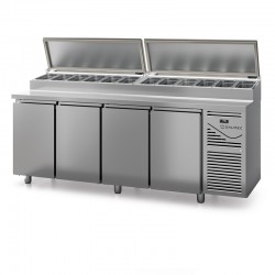 Table snack avec couvercle acier - Prof. 800 - 400 x 600 - Groupe logé - 4 portes - DALMEC - PS804C-4