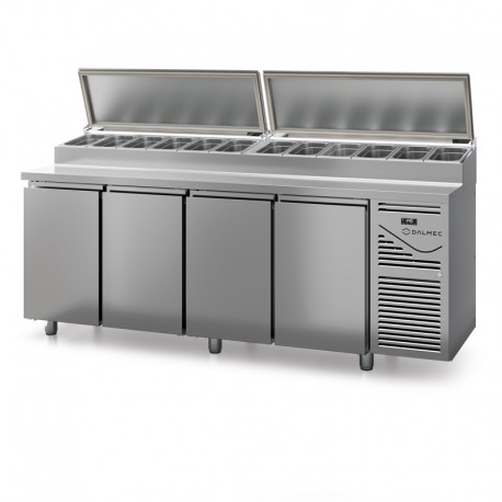 Table snack avec couvercle acier - Prof. 800 - 400 x 600 - Groupe logé - 4 portes - DALMEC - PS804C-4