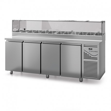 Table snack avec vitrine - Prof. 800 - 400 x 600 - Groupe logé - 4 portes - DALMEC - PS804V-4
