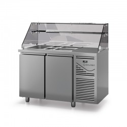 Saladette avec vitrine haute - Prof. 700 - GN 1/1 - Groupe logé - 2 portes - DALMEC - SAL702VH-4
