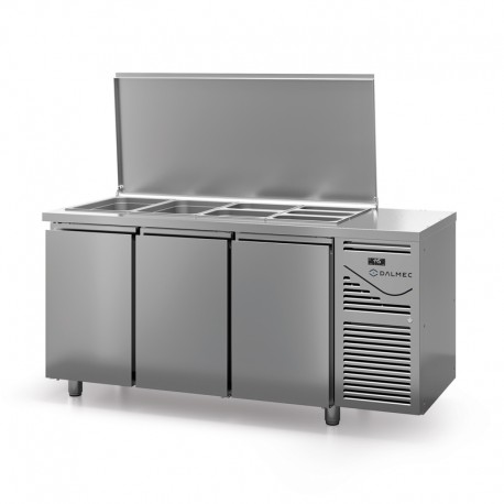 Saladette avec couvercle - Prof. 700 - GN 1/1 - Groupe logé - 3 portes - DALMEC - SAL703C-4