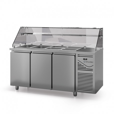 Saladette avec vitrine haute - Prof. 700 - GN 1/1 - Groupe logé - 3 portes - DALMEC - SAL703VH-4