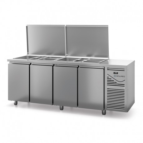 Saladette avec couvercle - Prof. 700 - GN 1/1 - Groupe logé - 4 portes - DALMEC - SAL704C-4