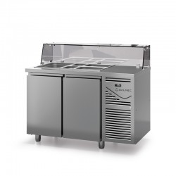 Saladette avec vitrine basse - Prof. 700 - GN 1/1 - Sans groupe - 2 portes - DALMEC - SAL702SGVB-4