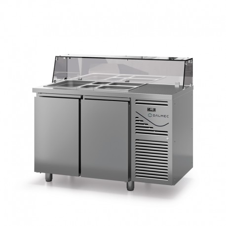 Saladette avec vitrine basse - Prof. 700 - GN 1/1 - Sans groupe - 2 portes - DALMEC - SAL702SGVB-4