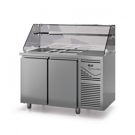 Saladette avec vitrine haute - Prof. 700 - GN 1/1 - Sans groupe - 2 portes - DALMEC - SAL702SGVH-4
