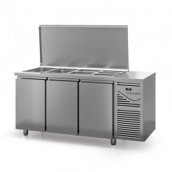 Saladette avec couvercle - Prof. 700 - GN 1/1 - Sans groupe - 3 portes - DALMEC - SAL703SGC-4