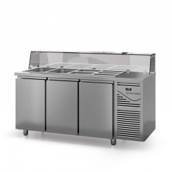 Saladette avec vitrine basse - Prof. 700 - GN 1/1 - Sans groupe - 3 portes - DALMEC - SAL703SGVB-4
