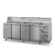 Saladette avec vitrine basse - Prof. 700 - GN 1/1 - Sans groupe - 4 portes - DALMEC - SAL704SGVB-4